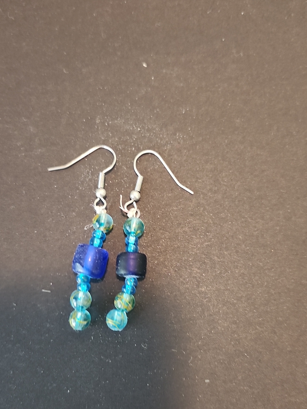 Blue Beaded Dangle Earrings - Handcrafted Women’s Jewelry